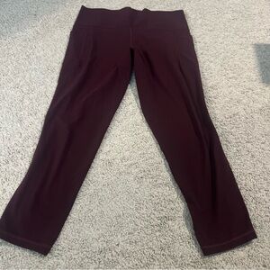 Athleta Burgundy leggings clean girl elevated sporty yoga Pilates Athleisure L